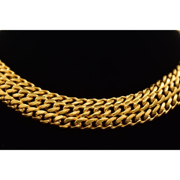 Givenchy Vintage Chunky Collar Necklace Brushed Gold Linked Chain Signed Bin1 - Picture 4 of 12